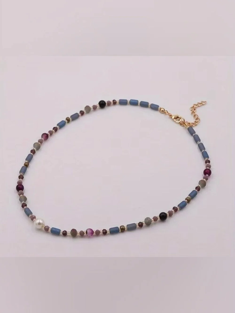 💜💙NEW💜💙 BEAUTIFUL!! Freshwater Pearl & Natural Stone & Glass Beads Necklace